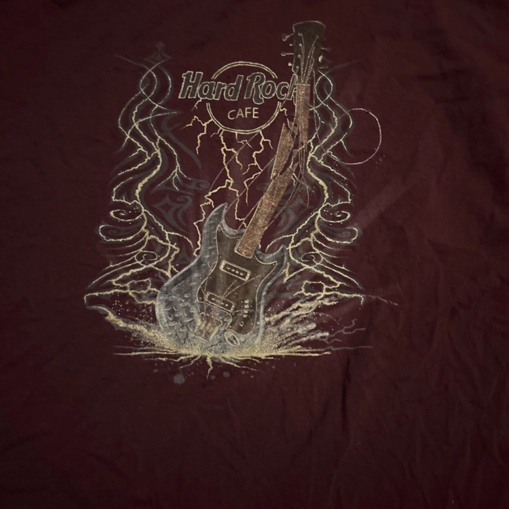 Vintage Hard Rock Cafe Atlantic City Graphic T-Shirt XXL Burgundy Guitar - Picture 6 of 6
